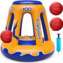 EagleStone Pool Basketball Hoop for Kids 4-8, 8-12 & Adults, 47" Inflatable Floating Basketball Hoop Pool with 3 Balls & Pump, Heavy-Duty Pool Toy for Summer Outdoor Water Games, Family & Party Fun