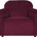 Turquoize Stretch Velvet Chair Cover Sofa Chair Covers for Living Room Armchair Cover Chair Slip Covers with Arms Chair Slipcovers with Elastic Bottom Crafted from Soft Velvet Fabric (Chair, Burgundy)