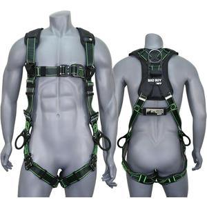 AFP Fall Protection PremiumSafety Harness, Vented & Padded Shoulder, Legs and Back, 3 D-Rings, Tongue Buckle