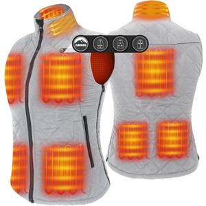 ARRIS Women`s Heated Vest, Size Adjustable 7.4V Electric Warm Vest with Battery Pack, One Size, White