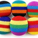 Handmade Knitted Footbag, Colorful Crochet Footbag Sacks, 2026 Upgraded Footbags Knitted, Soft Pellet Filled Sack for Skill Training, Random Color and Style Sent (6PCS)