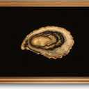 Gold Framed Wall Art Vintage Kitchen Canvas Art Prints Coastal Oyster Paintings Wall Decor Beach Food Artwork Pictures for Dining Room 16x24in