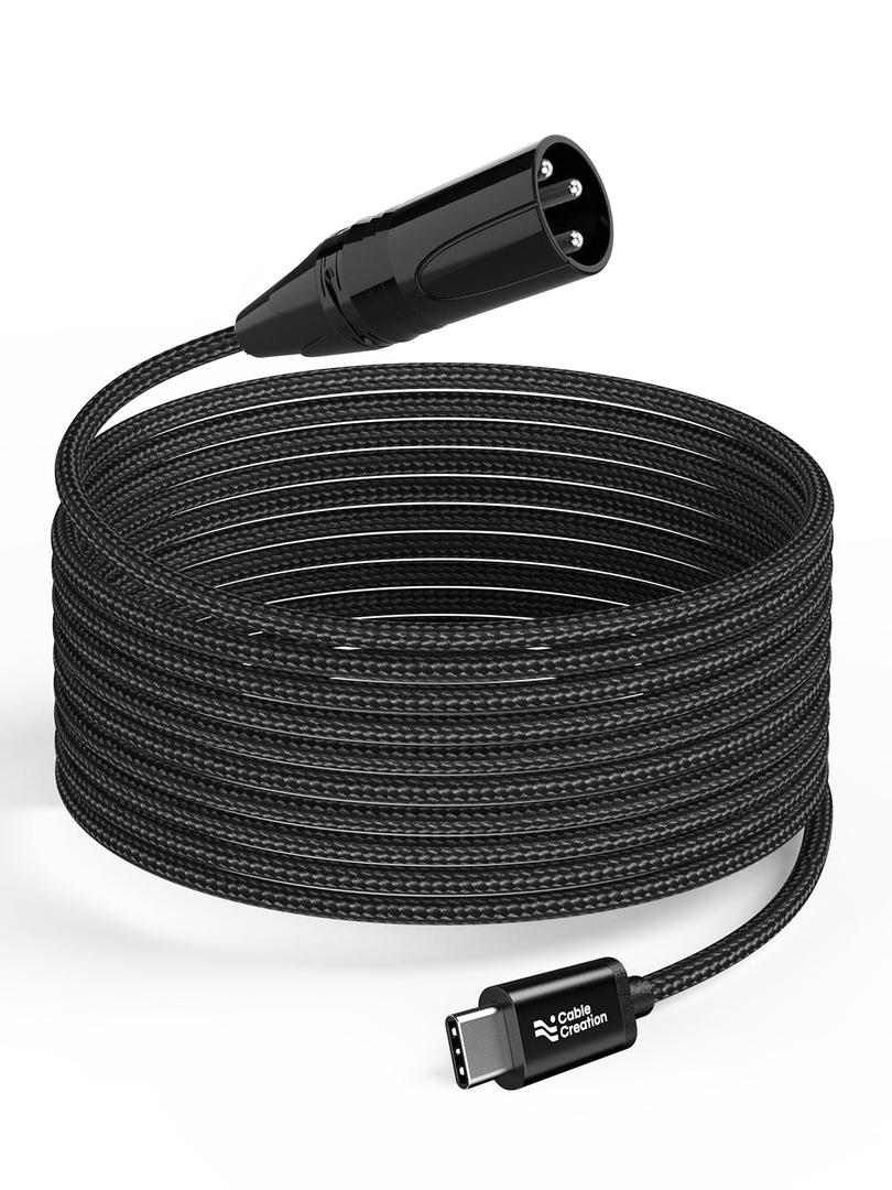 CableCreation USB C to XLR 10ft, Type C to XLR Male Audio Output Braided Stereo Cable for Amplifier, Speaker, Mixer Console,Work with Cellphone/Laptop/Tablet,Windows Macos iOS Android Linux