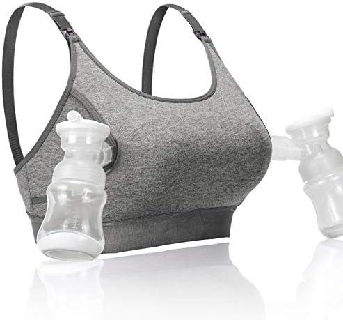 Momcozy Hands Free Pumping Bra, Adjustable Breast-Pumps Holding and Nursing Bra, Pumping & Nursing Bra in One, Size M