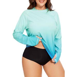 Rash Guard for Women Swim Shirts UPF 50+ Long Sleeve Sun Shirt Women Rashguard Surfing Swimming Tops with Thumb Hole (S, Blue)