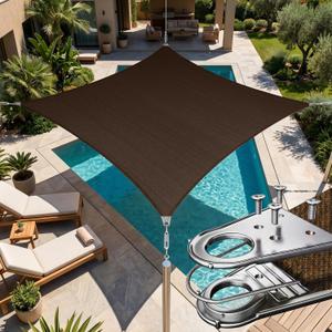 Amgo 16' x 22' Brown Rectangle Super Ring Sun Shade Sail UPF50+ AGSRR Canopy Awning Shades for Patio, Commercial Standard, 260 GSM Heavy Duty, 98% UV Blockage