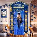 Fanfanwin 3 Pcs 2026 Graduation Door Decoration Graduation Cap Door Banner Class of 2026 Congrats Porch Sign Banner with Gold Foil Fringe Curtain Star Garland for Photo Prop Party Supplies(Blue)