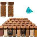 PATZY Patzy100 ML | Glass Spice Jars with Brown wooden Lids,Spices & Seasonings Sets Organizer Spice Containers, Airtight Food Canisters (10)