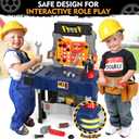 Kids Tool Bench with Electric Drill and Chair, Christmas Birthday Gift for Boys Girls Age 3,4,5+ Fun Play Kids Workbench, Transformable Toddler Tool Box Set, Construction Tool Toys for Toddler 3-5