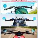 2 x VAZESWIN Aluminum Alloy Rainproof Motorcycle Bar End Mirrors, CNC Machined Anti-Glare Blue Lenses Motorcycle Rear View Mirrors, Foldable Multi-Angle Adjustable Fit for 12-18mm Handlebar Inner Diameter