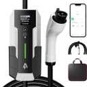 Level 2 EV Charger 32Amp,7.68KW Electric Vehicle Charger Portable 240V,SAE-J1772 and NEMA 14-50 Plug, Scheduled Charging,Adjustable Current,Smart APP, 25 FT Cable for EV and Hybrid Vehicles
