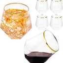 LUODA Gold Diamond Shaped Plastic Stemless Wine Glasses Set of 24, Disposable 12 Oz Gold Plastic Whiskey Glasses for Birthday, Housewarming and Weddings