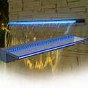Waterfall Spillway with 7 Color-Changing LED Light, Sheer Descent Pool Fountain – Waterfall Kit for Outdoor Garden, Patio, Swimming Pool and Koi Pond Decoration (Acrylic, 24 Inch)