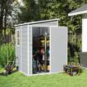 4.5 x 3.6 FT Resin Outdoor Storage Shed with Floor Lockable Door & Window