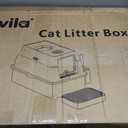 Extra Large Stainless Steel Litter Box with Lid, High Sided Enclosed Metal Cat Litter Pan, Dog Proof Front Entry Top Exit, Odor Control Easy Clean Leak Proof, Includes Scoop & Step, Light Gray