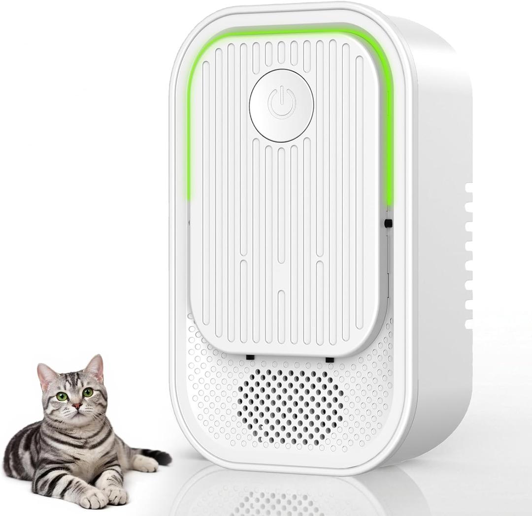 Cat Litter Deodorizer Air Ionizer Ozone-Free Filterless Plug-In Negative Ion Air Purifier with Assisted Airflow Fan for Litter Box, Bathroom & Small Rooms, Quiet & Unscented