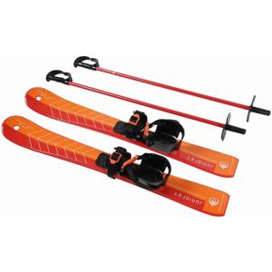 Crescent Moon Cross Country Skis for Kids Backyard Fun: Toddler Skis with Poles and Bindings, Winter Sports Snow Set for Beginners Ages 4 and Under