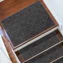 COSY HOMEER Edging Stair Treads Non-Slip Corner Indoor Stair Runners for Wooden Steps,Landing Slip Resistant Stair Rugs for Kids and Dogs, 100% Polyester TPE Backing,Black,20"X32"