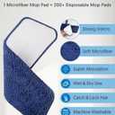 BPAWA Microfiber Mops for Floor Cleaning - Flat Floor Mop with 4 Washable Chenille Pads Dry Dust for Hardwood Laminate Wood Tile Vinyl Wall Hard Surfaces - 150cm Adjustable Long Handle