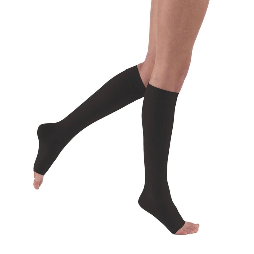 JOBST Relief Knee High Graduated Compression Socks 20-30mmHg - Comfortable Unisex Design - Open Toe, Black, Large