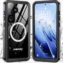 ANTSHARE Magnetic for Samsung Galaxy S25 FE Case, Waterproof with Built in Screen Protector & Camera Protection, [Compatible with MagSafe] [IP68 Underwater], Full Body Rugged Phone Case 6.7'' - Black