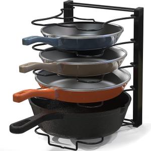 SIMPLE HOUSEWARE 5 Compartments Height Adjustable Pan Organizer, Black