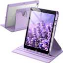 JETech Rotating Case for iPad 9/8/7 (10.2-Inch, 2021/2020/2019 Model, 9th/8th/7th Generation) with Pencil Holder, 360 Degree Rotation Stand Cover Clear Back, Auto Wake/Sleep (Light Purple)
