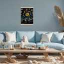 YTRGI Black Cat Wall Art Poster Framed, Starry Night Black Cat Room Decor Aesthetic, Gifts for Cat Lovers, Cats Wall Art for Officer Girly Home Bathroom Bedroom Dorm Decor, 12x16 Inches (Blue)