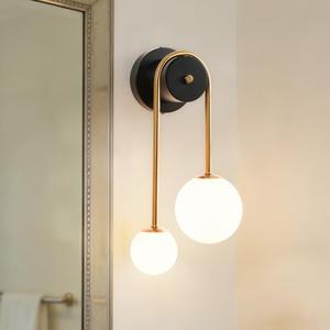 Skyblaze Mid-Century Modern Wall Sconce Glass Globes Wall Lamp Modern Wall Mount Light Adjustable Beside Wall Lamp with Glass Shade for Living Room Bedroom Dining Room, 15.7"H x7.9"W x 7.9"D