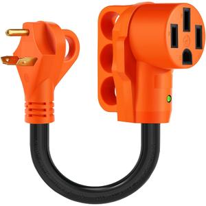 30 Amp to 50 Amp RV Adapter Cord,NEMA TT-30P to NEMA 14-50R Electrical Power Adapter with LED Power Indicator,10 Gauge RV Dogbone Adapter Cord 12 Inch with Grip,ETL Listed