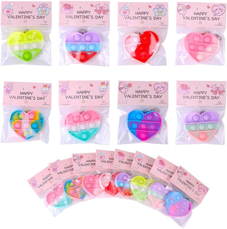 32-Packs Bulk Valentines Day Gifts for Kids  Valentines Day Pop Fidget Toys for School Classroom Exchange Party Favor Supplies