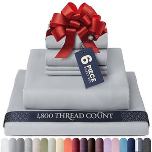 Silky Soft King Sheet Set - 6 Piece Bed Sheets for King Size Bed, Secure-Fit Deep Pocket Sheets with Elastic, Breathable Hotel Sheets & Pillowcase Set, Wrinkle Free Oeko-Tex Sheets