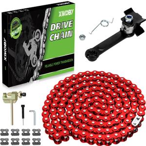 25H Chain 132 Link with Chain Tensioner Breaker Kit Compatible with Razor MX650 MX500 RSF650 SX500 Mcgrath Electric Dirt Bike MY1020 Motor Mini Pit Bike Rocket Scooter Motocross Moped Parts Red