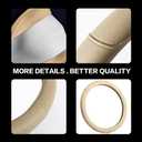 Microfiber Leather Steering Wheel Cover with Classic Embossing, Anti-Slip Breathable Auto Car Wheel Protector, Fit 15 Inch (Beige)