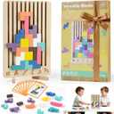 Wooden Stacking Puzzle Toy, Montessori Brain Blocks for Kids, 42Pcs 3D Russian Block Brain Teaser Puzzles & Wooden Puzzles for Toddlers, Educational Family Interactive Board Game, Gift for 3+ (1 Box)