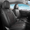 FREESOO Car Seat Covers Full Set, Universal Seat Covers for Cars, Car Seat Protector Waterproof Nappa Leather Seat Cushion Fit for Most Cars BlackRed Line