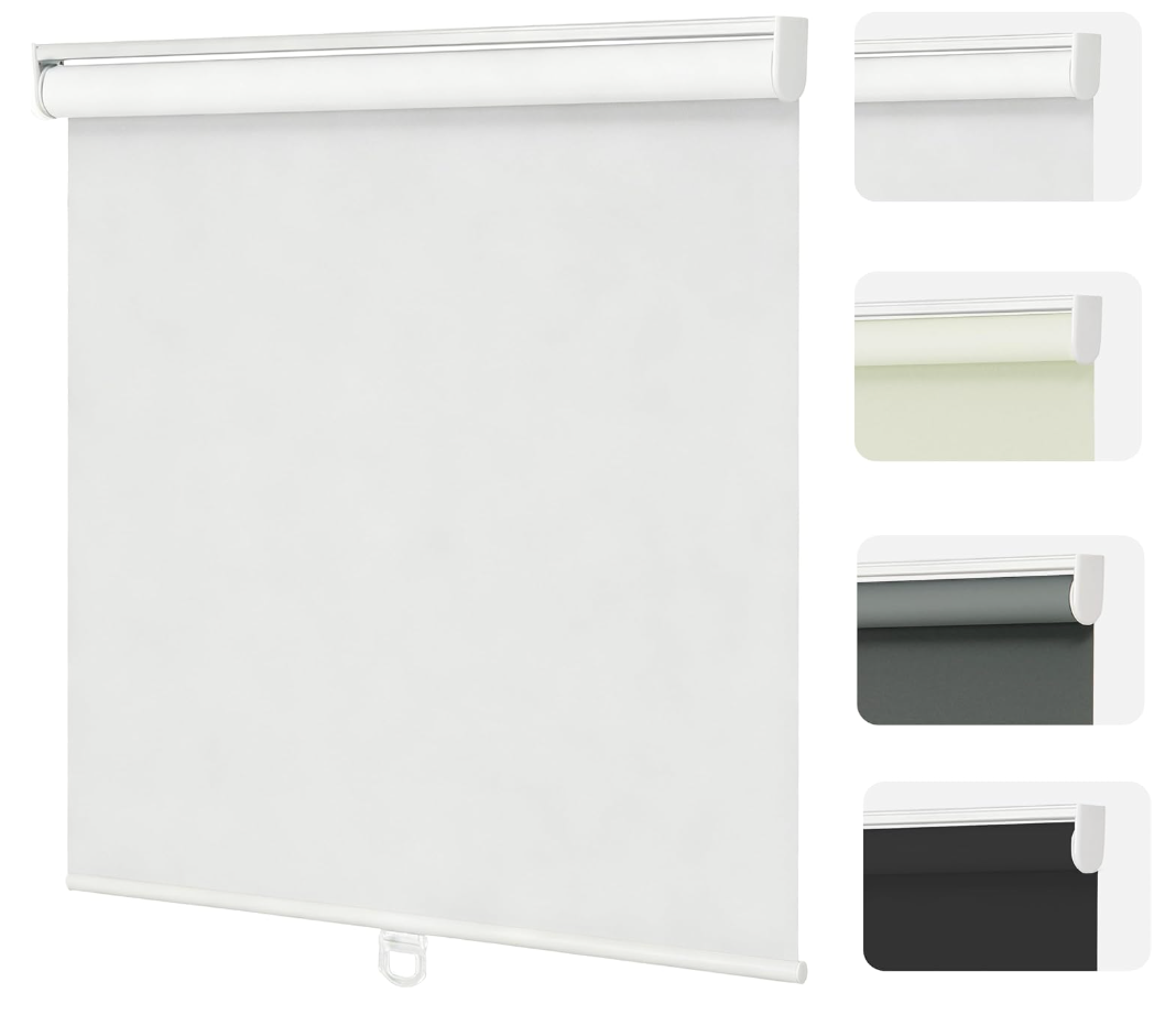Changshade Blackout Roller Shades Cordless for Windows,100% Room Darkening Window Blinds for Bedroom,Thermal Insulated UV Protection,Easy Install Pull Down Shades for Home,48" w x 72" h,White