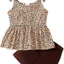 zarmfly Toddler Girls Clothes Summer Short Set Outfit Tie Knot Shoulder Sleeveless Ruffle Tops and Shorts 2PC Clothing Set, 6Y