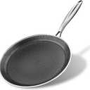 DCIGNA Nonstick Crepe Pan, 11Inch Stainless Steel Crepe Pan, Honeycomb Coating Flat Skillet Tawa Dosa Tortilla Omelet Griddle Pan, PFOA Free, Induction Compatible
