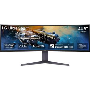 LG 45GR65DC-B Ultragear Curved Gaming Monitor 45-Inch 32:9 QHD 200Hz 1ms UltraWide Display AMD FreeSync Premium Pro VESA DisplayHDR 600 HDMI 2.1 x2 DP UBS x3 Tilt/Height/Swivel Stand - Black