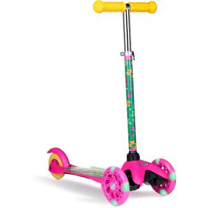 Self Balancing Kick Scooter with Light Up Wheels, Extra Wide Deck, 3 Wheel Platform, Foot Activated Brake, 75 lbs Limit, Kids & Toddlers Girls or Boys, for Ages 3 and Up