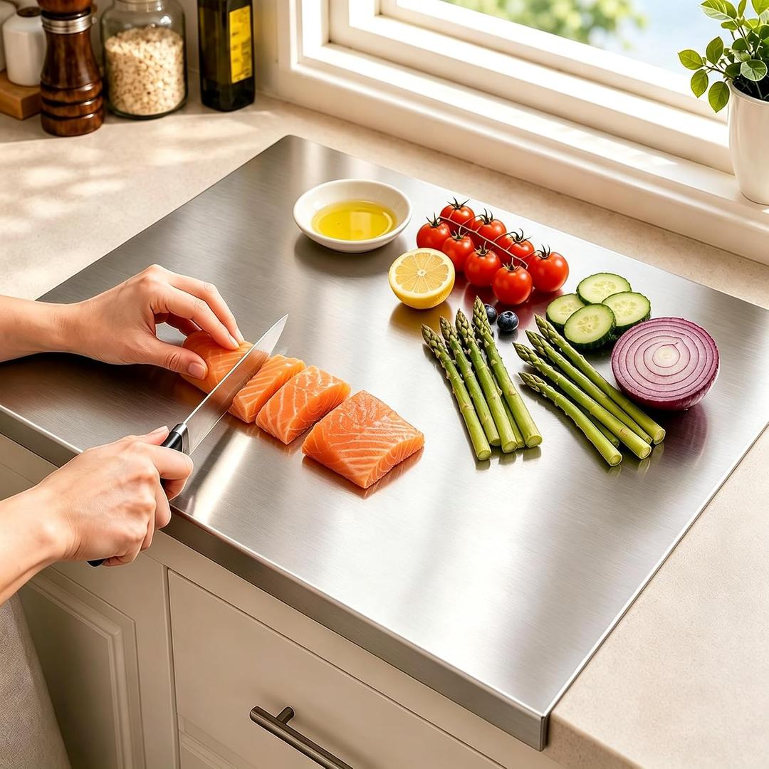 100% Pure Titanium Cutting Boards for Kitchen-Cutting Edge Hygiene & Durability, Double-sided food-grade Titanium Cutting Board For Meats Fruist And Vegetables.Easy to Clean,27.5 * 15.7