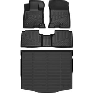 Hutisya-Floor Mats & Cargo Liner Set Fit for Ford Escape Hybrid 2020-2025 All Weather Protection Anti-Slip & Durable TPE Full Set Liners Automotive Accessories-Black