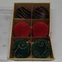 Velvet Christmas Ball Ornaments Set - 6 Pcs 4" Large Hanging Balls Burgundy Brown Green with Gold Detailing Shatterproof Luxury Decor for Xmas Tree Holiday Home Party & Seasonal Decorations