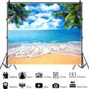 Summer Tropical Beach Backdrop Blue Sea Sky White Clouds Palm Trees Backdrop Theme Portrait Photography Background Holiday Photo Video Studio Props Banner 20x10ft