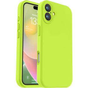 Vooii Compatible with iPhone 16 Case, Liquid Silicone Upgrade [Camera Protection] [Soft Anti-Scratch Microfiber Lining] Shockproof Phone Case for iPhone 16 6.1 inch - Fluorescent Green
