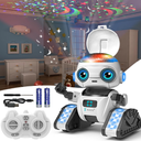 Aikmi Robot Toys for Kids 57, Rechargeable Remote Control Robot with Projector Night Light for Kids, Gesture Sensor, Music, Toys for 6 Year Old Boys Girls Birthday Present Boy Toy (White)