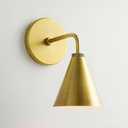 Retro Industrial Metal Cone Sconce Light - Vintage-Inspired Modern Gold Wall Sconce with Metal Shade, Wall Mount Lighting for Bedroom, Hallway, Living Room (Gold, 6 inch)