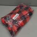 Smiry Round Picnic Tablecloth, Elastic Waterproof Fitted Vinyl Tablecloths for 36"-44" Tables, Flannel Backed Buffalo Plaid Table Cover for Dining, Camping, Outdoor, Black and Red