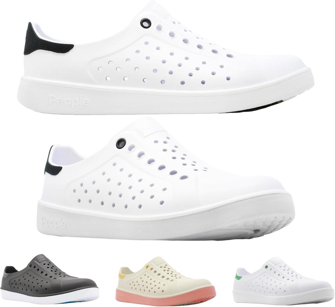 People Footwear Rio, Water Shoes for Men and Women, Just Slip On for Comfort and Style, Lightweight, Waterproof & Anti-Slippery - Perfect for Outdoors (Yeti White/Really Black, 9)